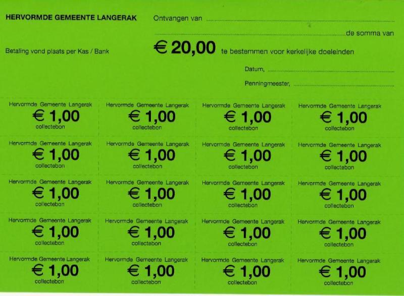 Collectebonnen € 1,00 (groen)